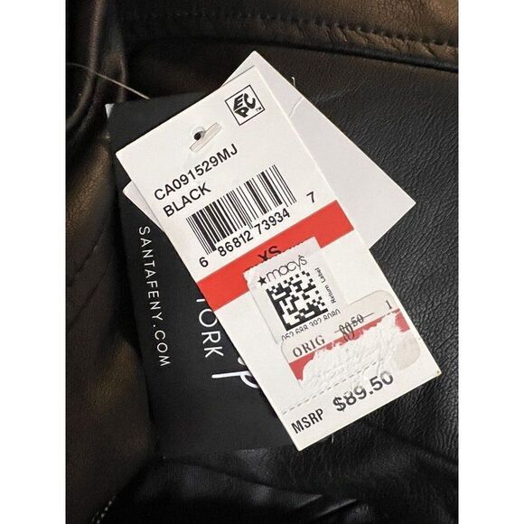 CoffeeShop Juniors Faux-Leather Fringe Moto Jacket Black Extra Small New - Picture 9 of 9